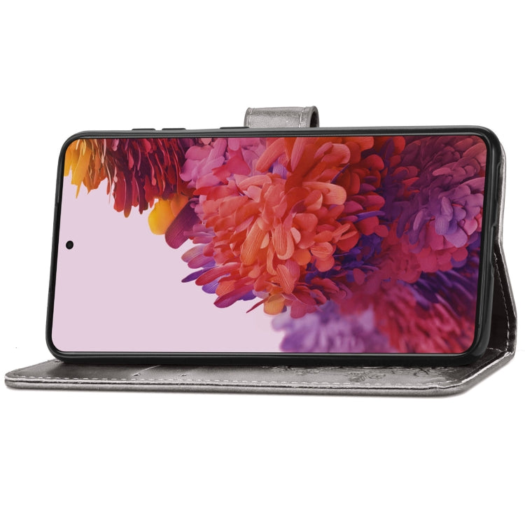 Four-leaf Clasp Embossed Buckle Mobile Phone Protection Leather Case with Lanyard & Card Slot & Wallet & Bracket Function For Samsung Galaxy S21 Ultra 5G