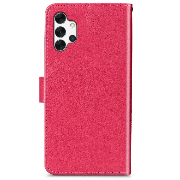 Four-leaf Clasp Embossed Buckle Mobile Phone Protection Leather Case with Lanyard & Card Slot & Wallet & Bracket Function For Samsung Galaxy A32 5G