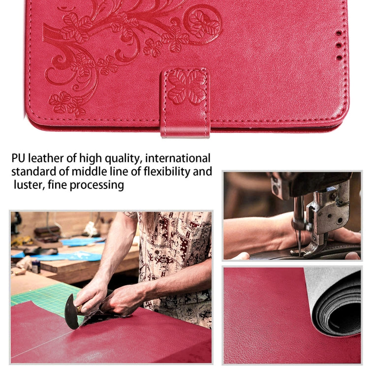 Four-leaf Clasp Embossed Buckle Mobile Phone Protection Leather Case with Lanyard & Card Slot & Wallet & Bracket Function For Samsung Galaxy A32 5G