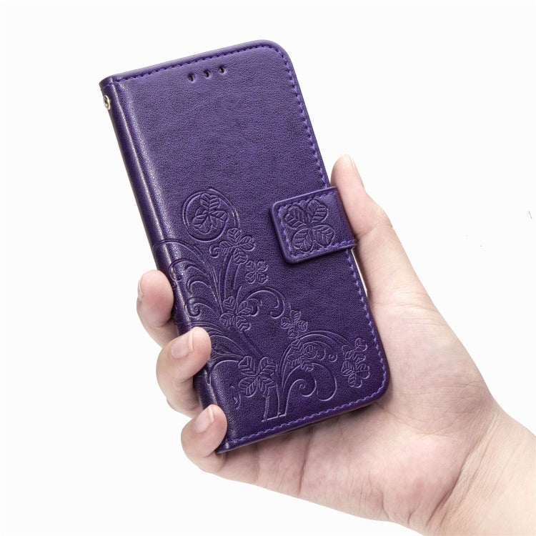Four-leaf Clasp Embossed Buckle Mobile Phone Protection Leather Case with Lanyard & Card Slot & Wallet & Bracket Function For Samsung Galaxy A32 5G