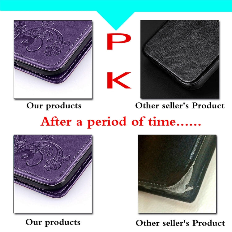 Four-leaf Clasp Embossed Buckle Mobile Phone Protection Leather Case with Lanyard & Card Slot & Wallet & Bracket Function For Samsung Galaxy A32 5G