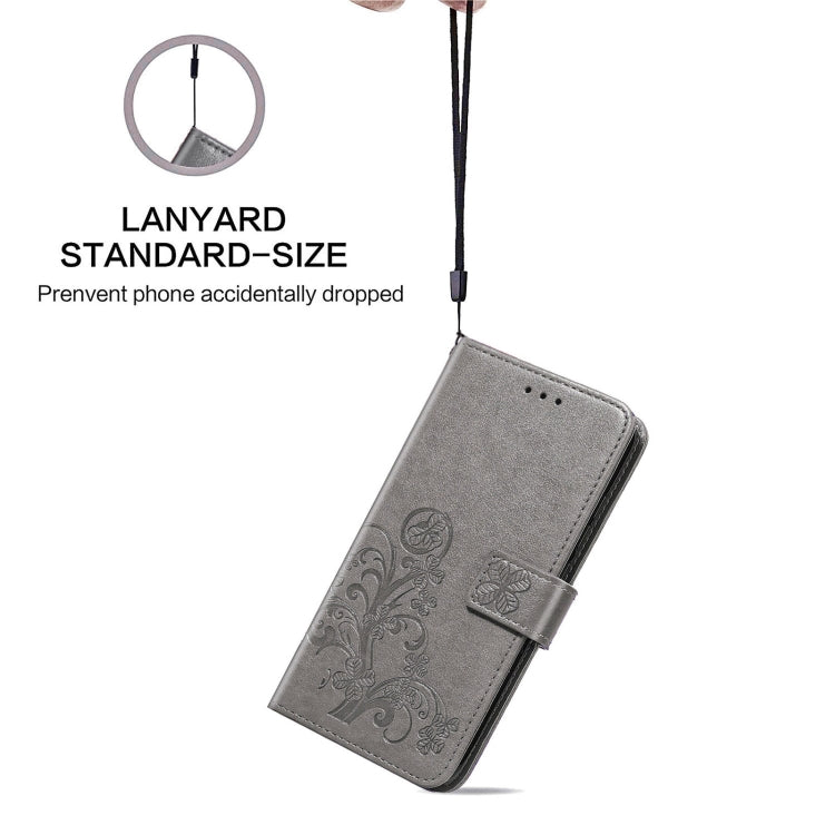Four-leaf Clasp Embossed Buckle Mobile Phone Protection Leather Case with Lanyard & Card Slot & Wallet & Bracket Function For Samsung Galaxy A32 5G