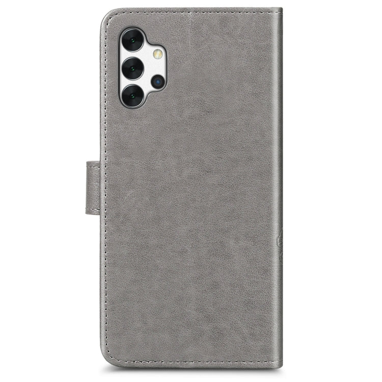Four-leaf Clasp Embossed Buckle Mobile Phone Protection Leather Case with Lanyard & Card Slot & Wallet & Bracket Function For Samsung Galaxy A32 5G