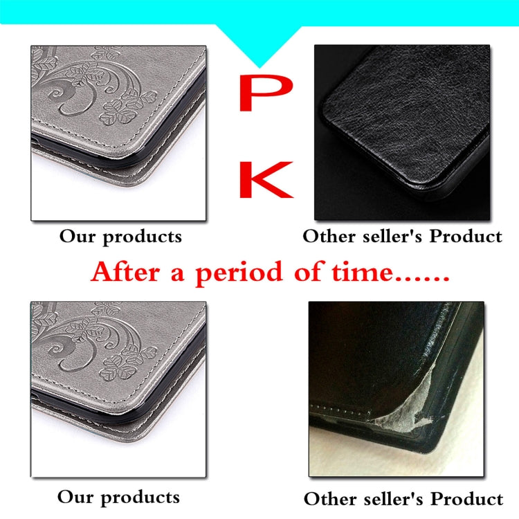 Four-leaf Clasp Embossed Buckle Mobile Phone Protection Leather Case with Lanyard & Card Slot & Wallet & Bracket Function For Samsung Galaxy A32 5G