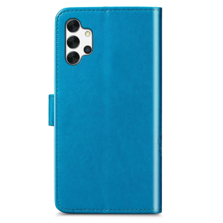 Four-leaf Clasp Embossed Buckle Mobile Phone Protection Leather Case with Lanyard & Card Slot & Wallet & Bracket Function For Samsung Galaxy A32 5G