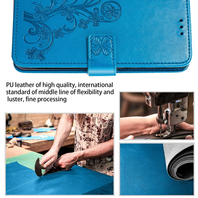 Four-leaf Clasp Embossed Buckle Mobile Phone Protection Leather Case with Lanyard & Card Slot & Wallet & Bracket Function For Samsung Galaxy A32 5G