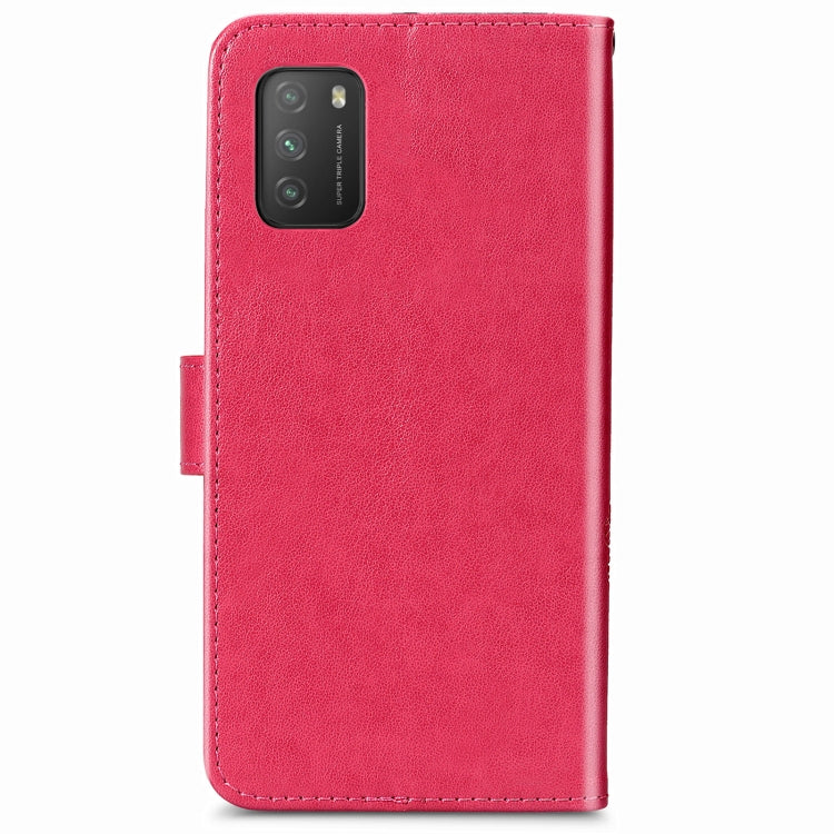 Four-leaf Clasp Embossed Buckle Mobile Phone Protection Leather Case with Lanyard & Card Slot & Wallet & Bracket Function For Xiaomi  POCO  M3