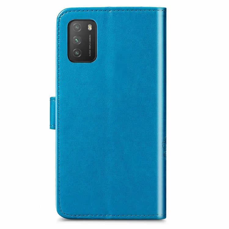 Four-leaf Clasp Embossed Buckle Mobile Phone Protection Leather Case with Lanyard & Card Slot & Wallet & Bracket Function For Xiaomi  POCO  M3
