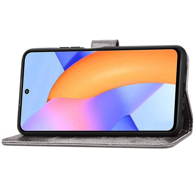 Four-leaf Clasp Embossed Buckle Mobile Phone Protection Leather Case with Lanyard & Card Slot & Wallet & Bracket Function For Huawei Honor 10X Lite