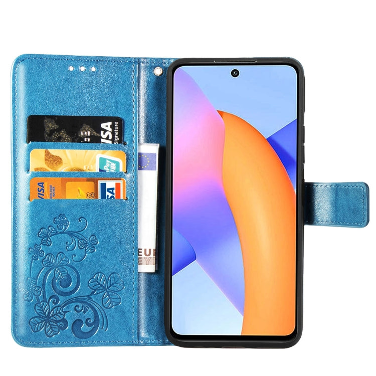 Four-leaf Clasp Embossed Buckle Mobile Phone Protection Leather Case with Lanyard & Card Slot & Wallet & Bracket Function For Huawei Honor 10X Lite