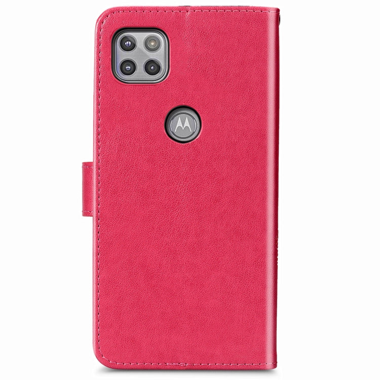 Four-leaf Clasp Embossed Buckle Mobile Phone Protection Leather Case with Lanyard & Card Slot & Wallet & Bracket Function For Motorola Moto G 5G