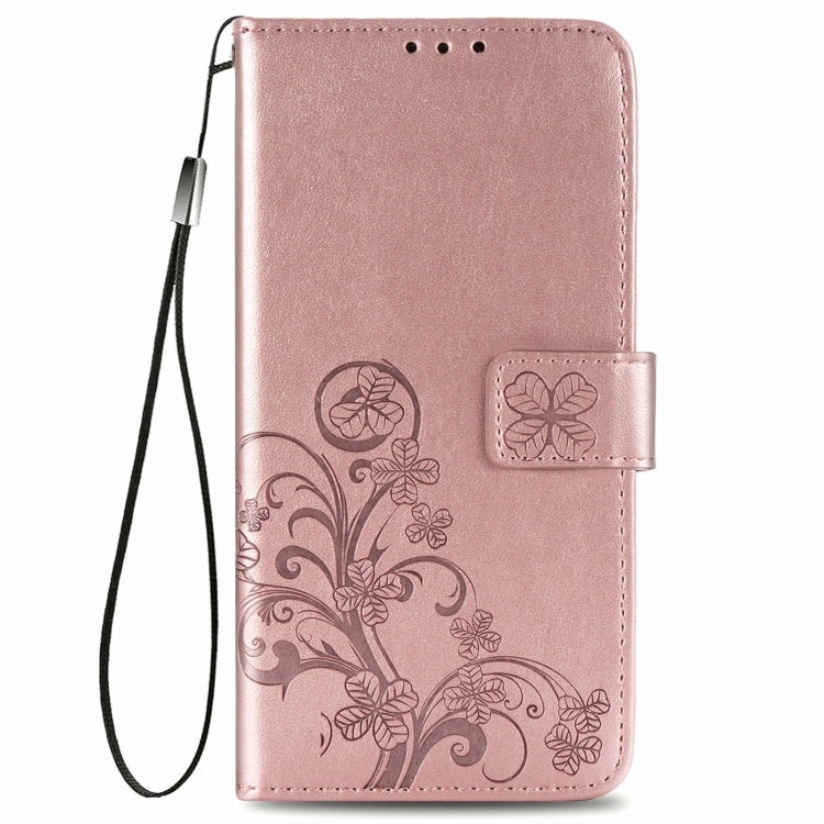 Four-leaf Clasp Embossed Buckle Mobile Phone Protection Leather Case with Lanyard & Card Slot & Wallet & Bracket Function For Motorola Moto G 5G