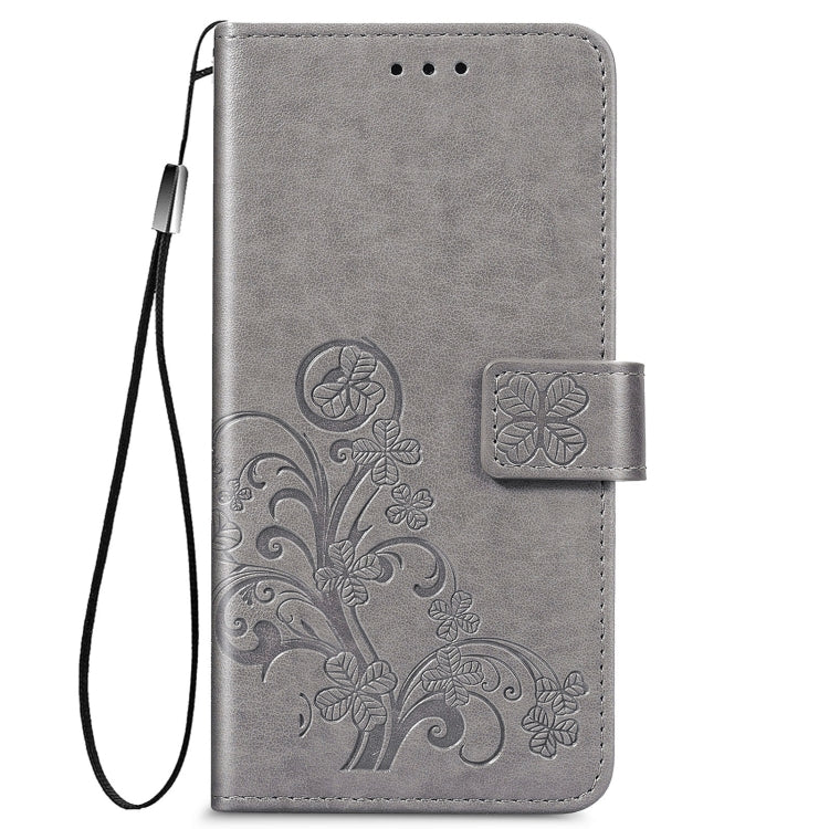 Four-leaf Clasp Embossed Buckle Mobile Phone Protection Leather Case with Lanyard & Card Slot & Wallet & Bracket Function For Motorola Moto E7