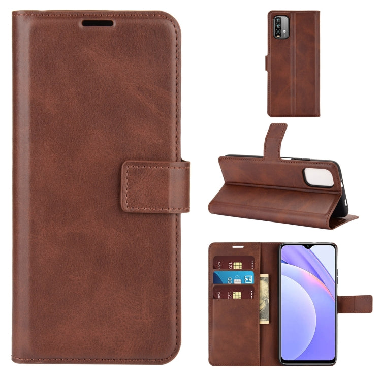 For Xiaomi Redmi Note 9 4G/Redmi  9 Power Retro Calf Pattern Buckle Card Wallet Left and Right Flip Phone Holster with Bracket Function