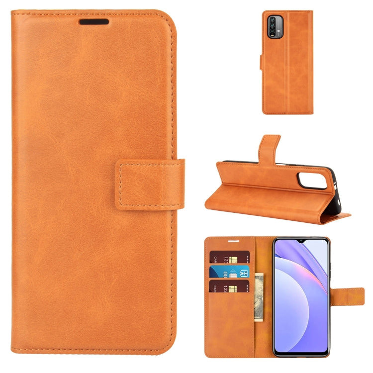 For Xiaomi Redmi Note 9 4G/Redmi  9 Power Retro Calf Pattern Buckle Card Wallet Left and Right Flip Phone Holster with Bracket Function
