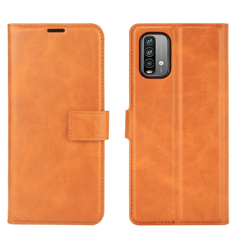 For Xiaomi Redmi Note 9 4G/Redmi  9 Power Retro Calf Pattern Buckle Card Wallet Left and Right Flip Phone Holster with Bracket Function