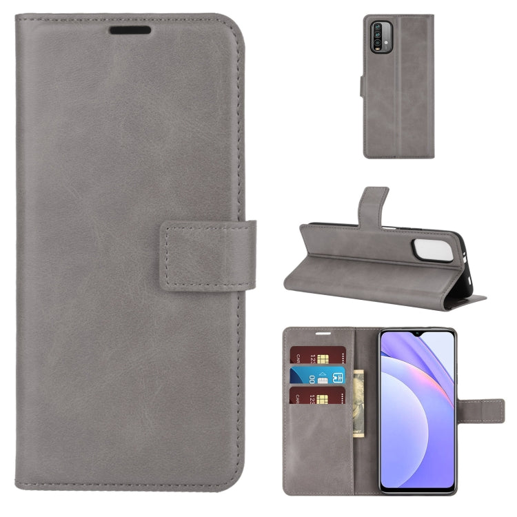 For Xiaomi Redmi Note 9 4G/Redmi  9 Power Retro Calf Pattern Buckle Card Wallet Left and Right Flip Phone Holster with Bracket Function