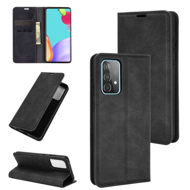 For Samsung Galaxy A52 5G / 4G Retro-skin Business Magnetic Suction Leather Case with Holder & Card Slots & Wallet