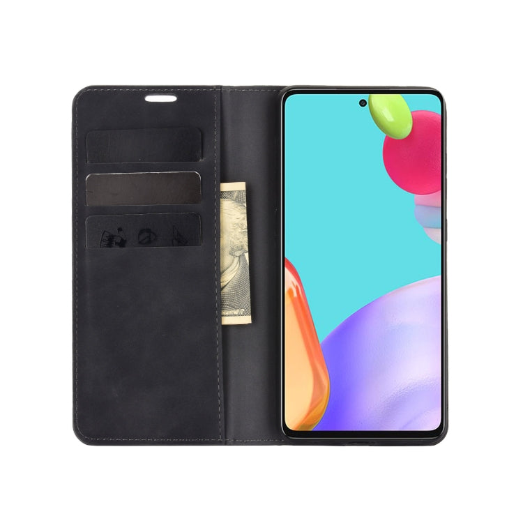 For Samsung Galaxy A52 5G / 4G Retro-skin Business Magnetic Suction Leather Case with Holder & Card Slots & Wallet