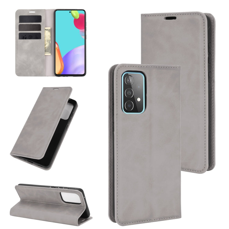 For Samsung Galaxy A52 5G / 4G Retro-skin Business Magnetic Suction Leather Case with Holder & Card Slots & Wallet