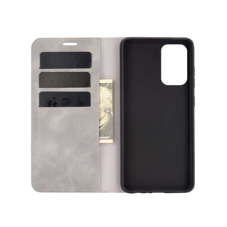 For Samsung Galaxy A52 5G / 4G Retro-skin Business Magnetic Suction Leather Case with Holder & Card Slots & Wallet