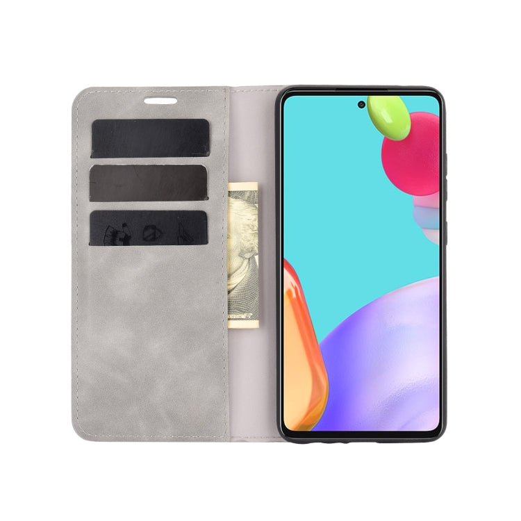 For Samsung Galaxy A52 5G / 4G Retro-skin Business Magnetic Suction Leather Case with Holder & Card Slots & Wallet