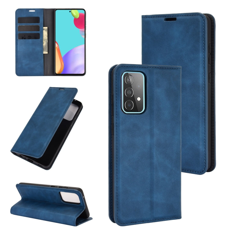 For Samsung Galaxy A52 5G / 4G Retro-skin Business Magnetic Suction Leather Case with Holder & Card Slots & Wallet