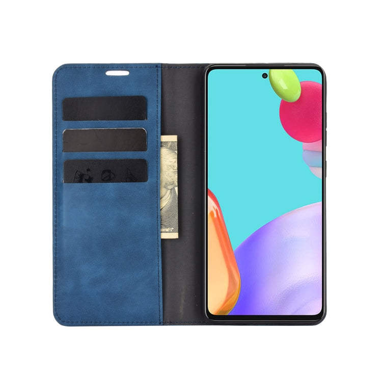 For Samsung Galaxy A52 5G / 4G Retro-skin Business Magnetic Suction Leather Case with Holder & Card Slots & Wallet