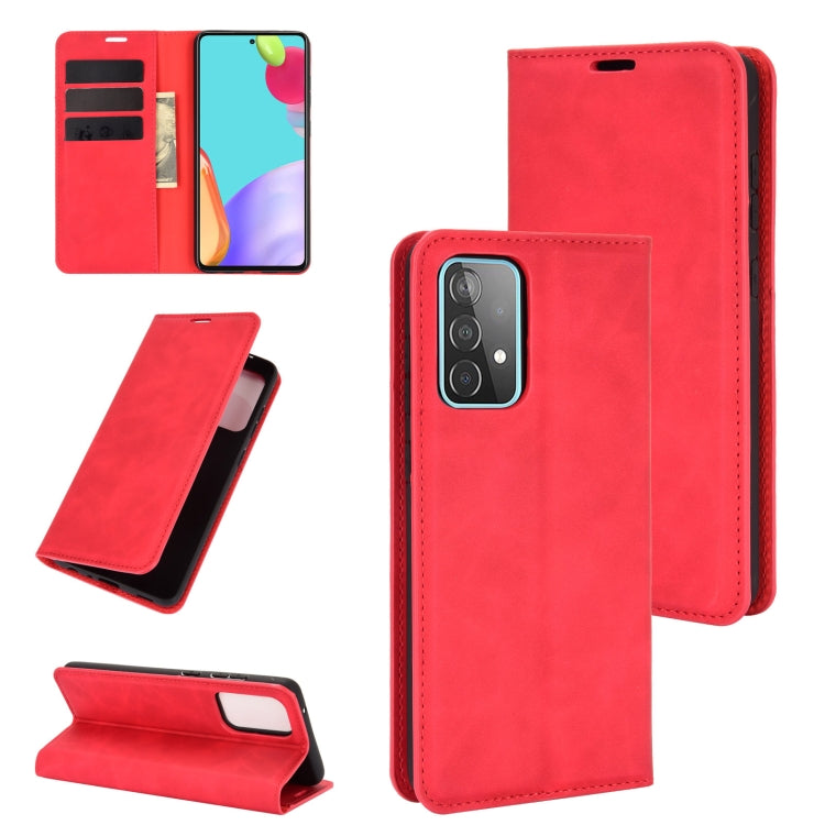 For Samsung Galaxy A52 5G / 4G Retro-skin Business Magnetic Suction Leather Case with Holder & Card Slots & Wallet