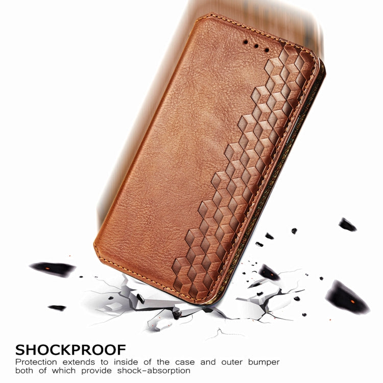 For Xiaomi POCO M3 Cubic Grid Pressed Horizontal Flip Magnetic PU Leather Case with Holder & Card Slots & Wallet