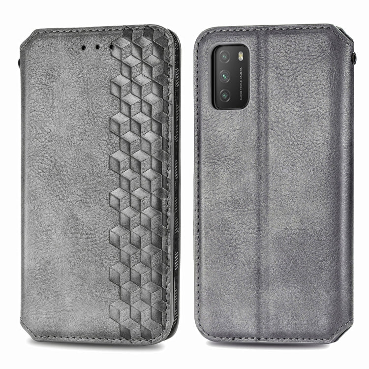 For Xiaomi POCO M3 Cubic Grid Pressed Horizontal Flip Magnetic PU Leather Case with Holder & Card Slots & Wallet