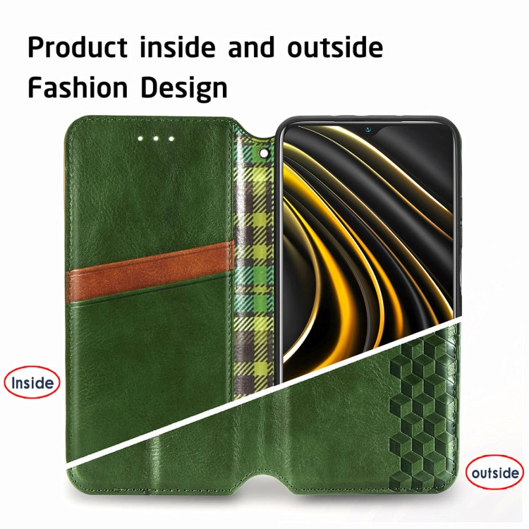 For Xiaomi POCO M3 Cubic Grid Pressed Horizontal Flip Magnetic PU Leather Case with Holder & Card Slots & Wallet