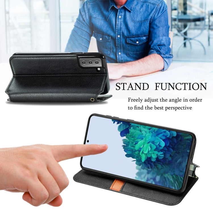 For Samsung Galaxy S21 5G Cubic Grid Pressed Horizontal Flip Magnetic PU Leather Case with Holder & Card Slots & Wallet