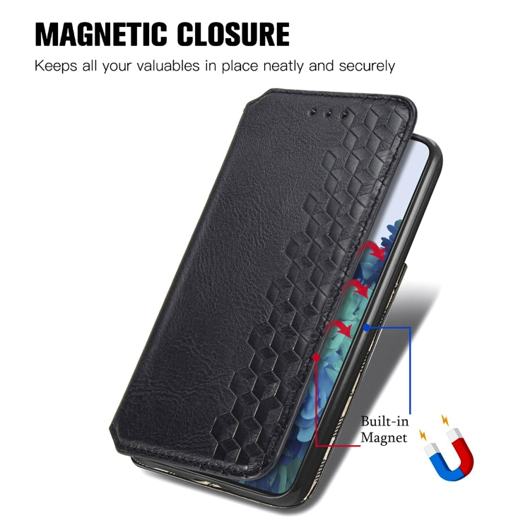 For Samsung Galaxy S21 5G Cubic Grid Pressed Horizontal Flip Magnetic PU Leather Case with Holder & Card Slots & Wallet