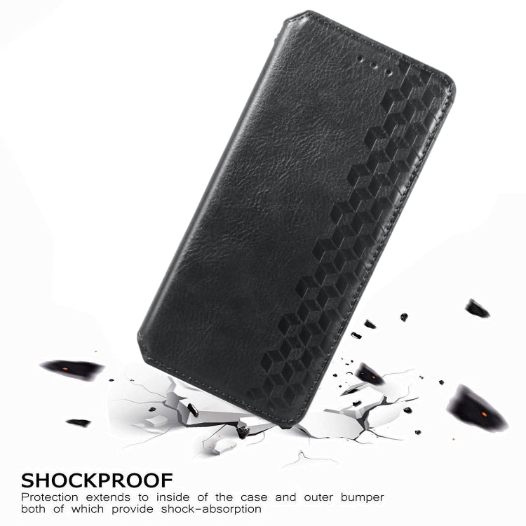 For Samsung Galaxy S21 5G Cubic Grid Pressed Horizontal Flip Magnetic PU Leather Case with Holder & Card Slots & Wallet