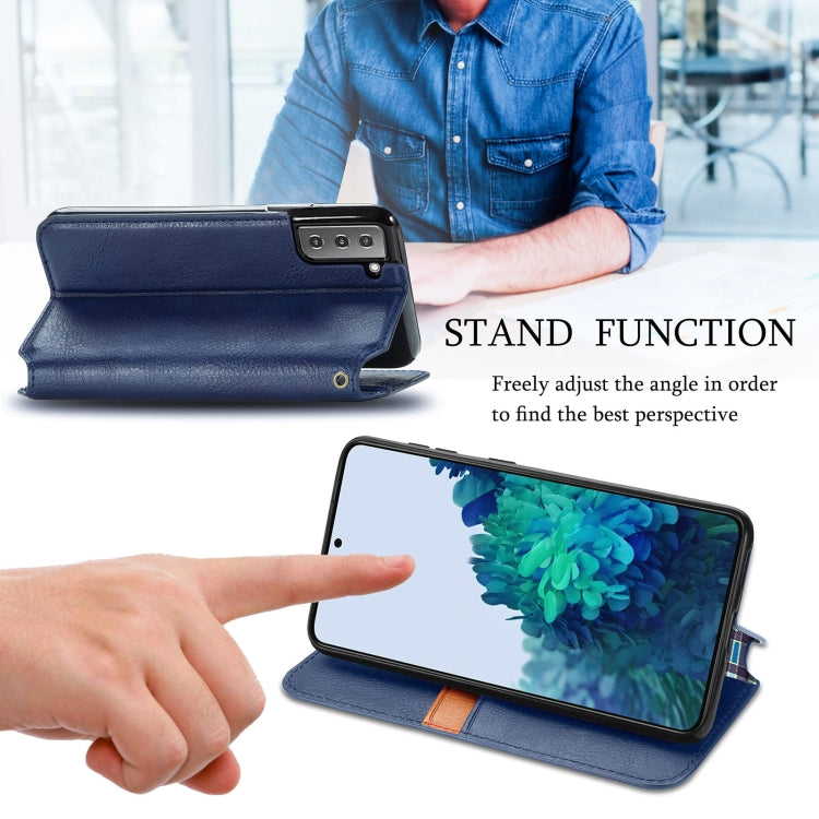 For Samsung Galaxy S21 5G Cubic Grid Pressed Horizontal Flip Magnetic PU Leather Case with Holder & Card Slots & Wallet