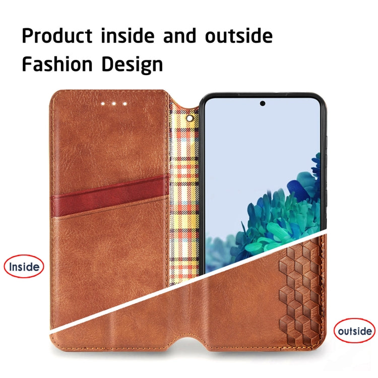 For Samsung Galaxy S21 5G Cubic Grid Pressed Horizontal Flip Magnetic PU Leather Case with Holder & Card Slots & Wallet