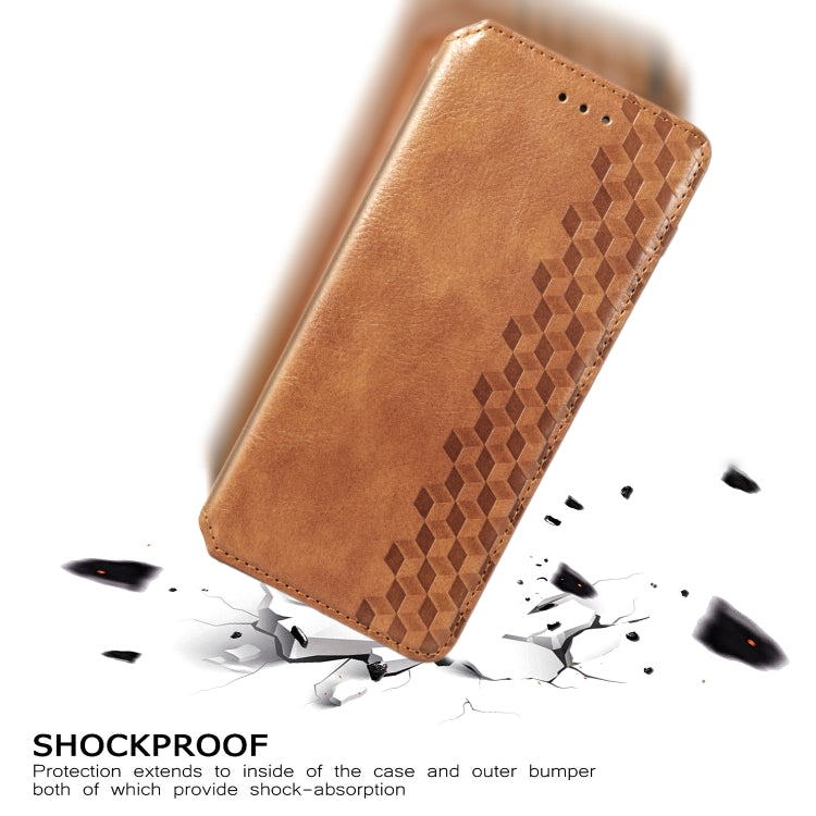 For Samsung Galaxy S21 5G Cubic Grid Pressed Horizontal Flip Magnetic PU Leather Case with Holder & Card Slots & Wallet