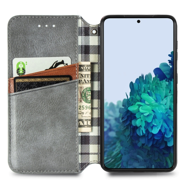 For Samsung Galaxy S21 5G Cubic Grid Pressed Horizontal Flip Magnetic PU Leather Case with Holder & Card Slots & Wallet
