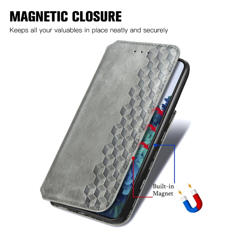 For Samsung Galaxy S21 5G Cubic Grid Pressed Horizontal Flip Magnetic PU Leather Case with Holder & Card Slots & Wallet