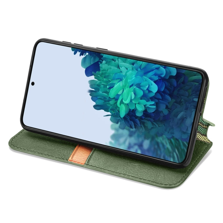 For Samsung Galaxy S21 5G Cubic Grid Pressed Horizontal Flip Magnetic PU Leather Case with Holder & Card Slots & Wallet
