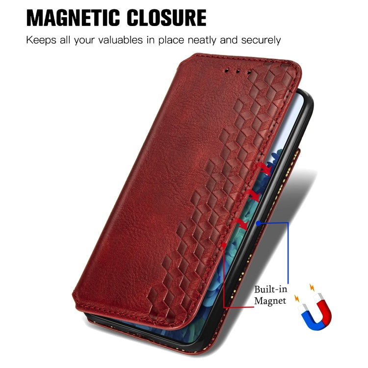 For Samsung Galaxy S21 5G Cubic Grid Pressed Horizontal Flip Magnetic PU Leather Case with Holder & Card Slots & Wallet