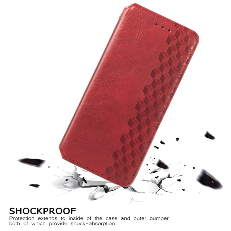 For Samsung Galaxy S21 5G Cubic Grid Pressed Horizontal Flip Magnetic PU Leather Case with Holder & Card Slots & Wallet