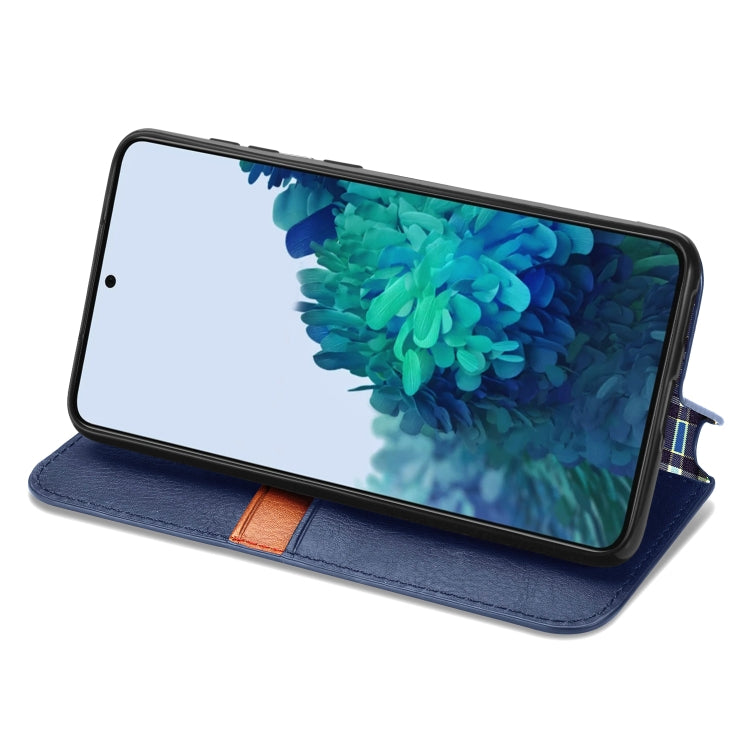 For Samsung Galaxy S21+ 5G Cubic Grid Pressed Horizontal Flip Magnetic PU Leather Case with Holder & Card Slots & Wallet