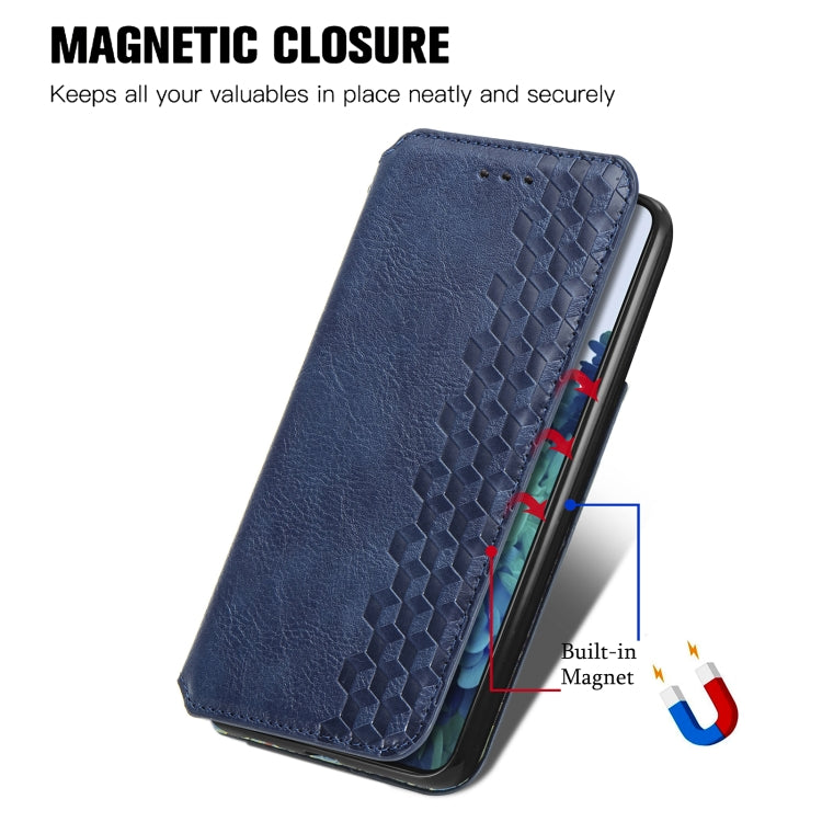 For Samsung Galaxy S21+ 5G Cubic Grid Pressed Horizontal Flip Magnetic PU Leather Case with Holder & Card Slots & Wallet