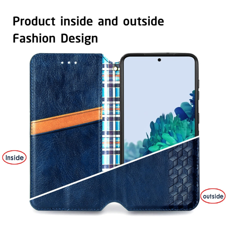 For Samsung Galaxy S21+ 5G Cubic Grid Pressed Horizontal Flip Magnetic PU Leather Case with Holder & Card Slots & Wallet