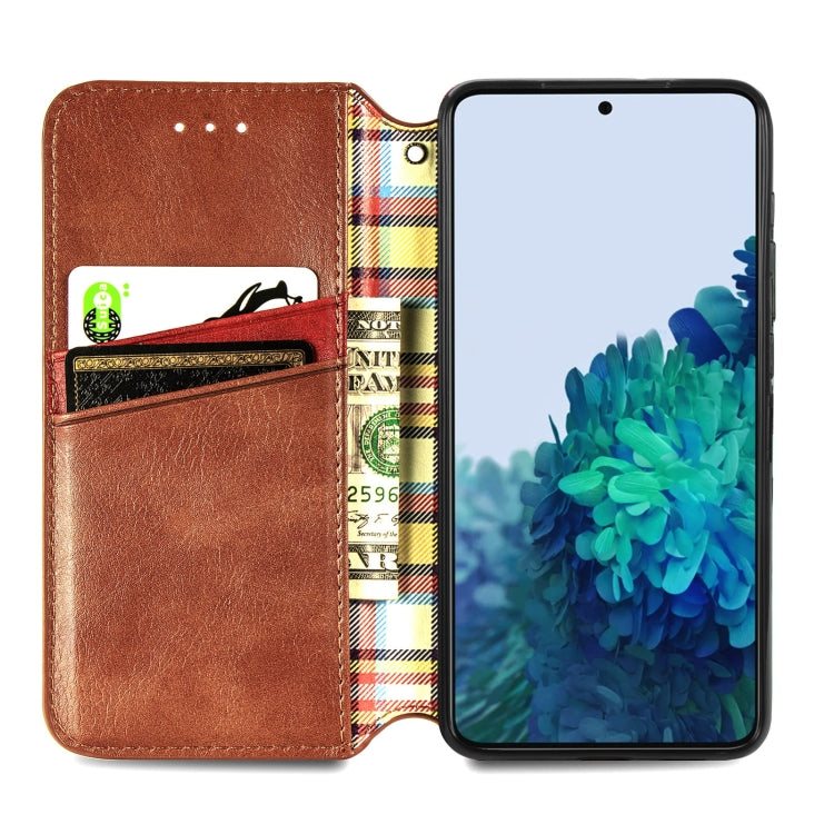 For Samsung Galaxy S21+ 5G Cubic Grid Pressed Horizontal Flip Magnetic PU Leather Case with Holder & Card Slots & Wallet