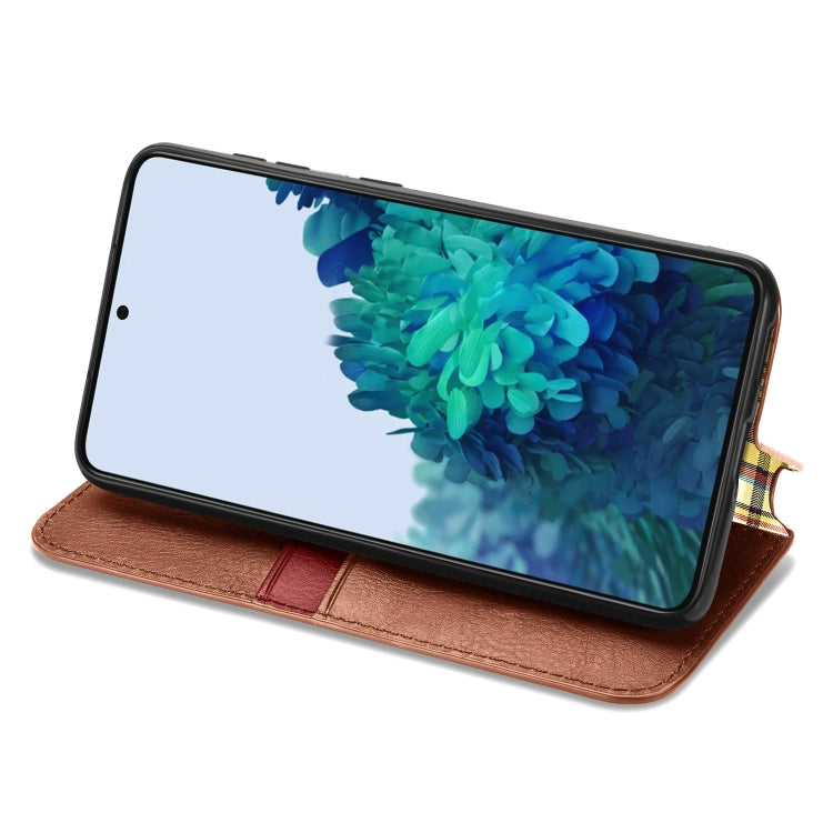 For Samsung Galaxy S21+ 5G Cubic Grid Pressed Horizontal Flip Magnetic PU Leather Case with Holder & Card Slots & Wallet