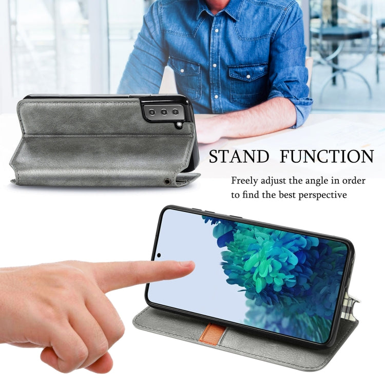 For Samsung Galaxy S21+ 5G Cubic Grid Pressed Horizontal Flip Magnetic PU Leather Case with Holder & Card Slots & Wallet