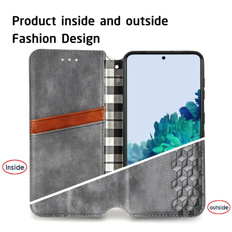 For Samsung Galaxy S21+ 5G Cubic Grid Pressed Horizontal Flip Magnetic PU Leather Case with Holder & Card Slots & Wallet